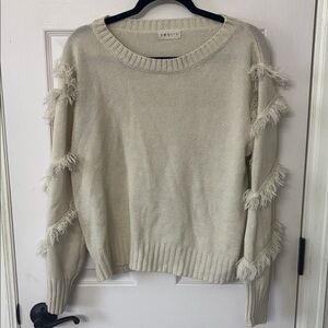 Amolite Women's Cream Fringe Sweater